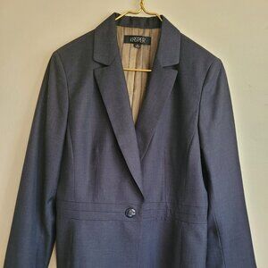 Kasper Jacket Women Plus Size 16 Long sleeve Linen Polyester Dark Grey Button